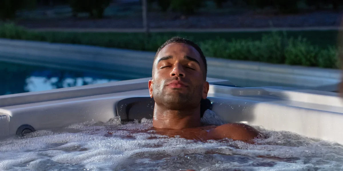 relaxing in a hot tub