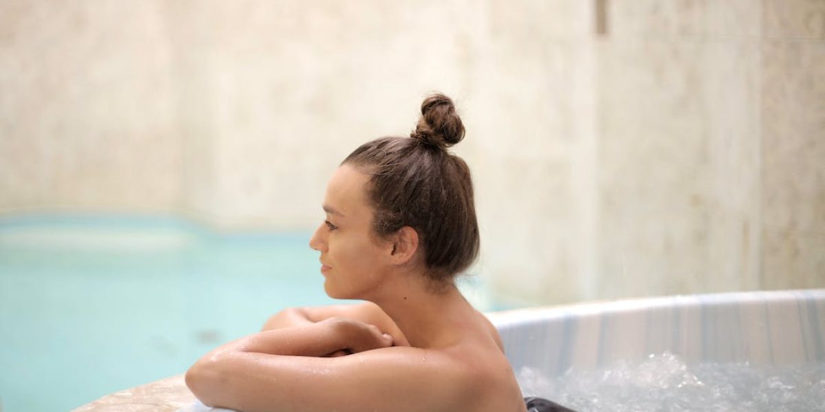 thinking girl in hot tub
