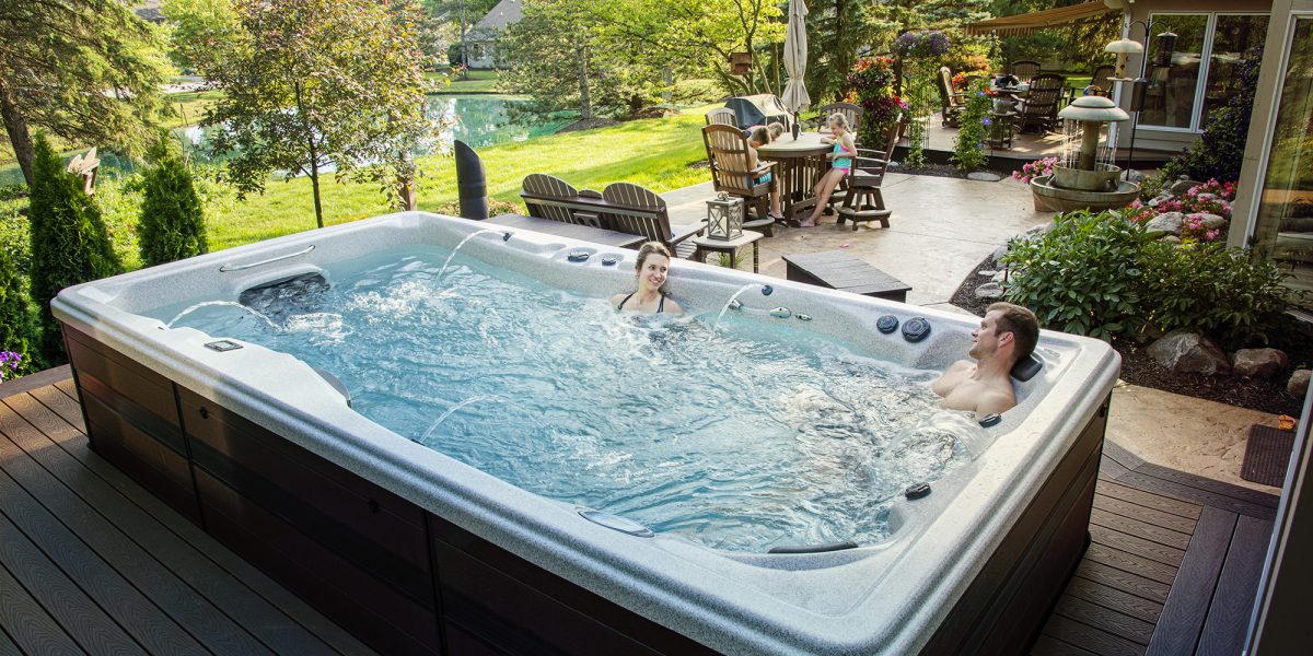 People Relaxing in an outdoor tub
